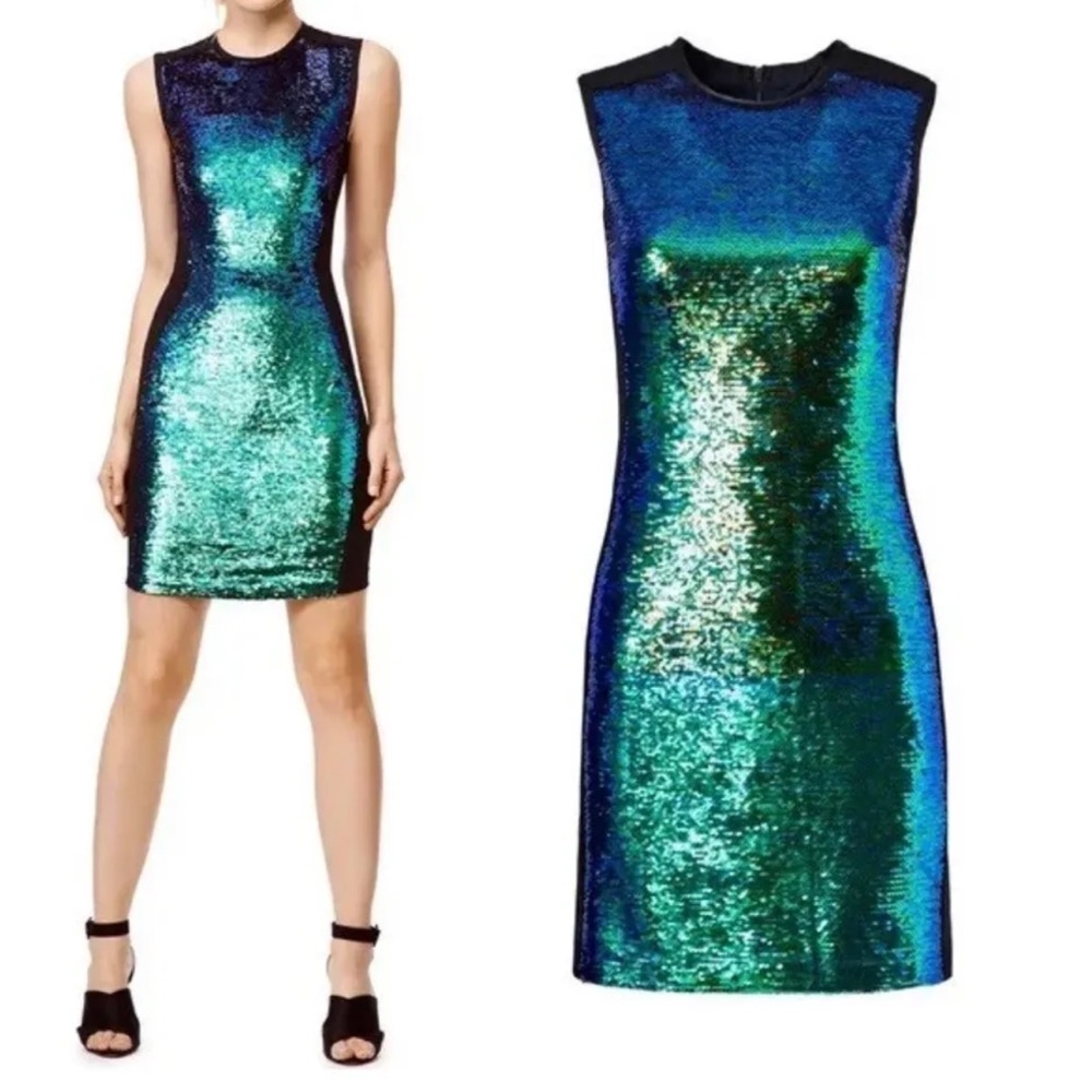Shoshanna Green Sequin Party Dress
